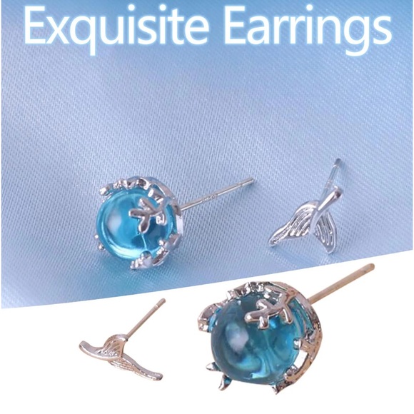 Korean New Style Asymmetric Fishtail Mermaid Bubble Foam Ladies Earrings - Picture 3 of 8